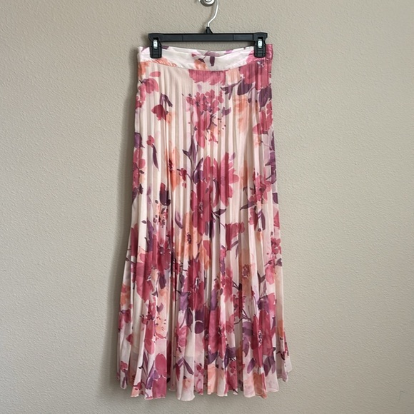 Zara metallic thread floral print pleated midi skirt 9878/055 - Picture 11 of 12